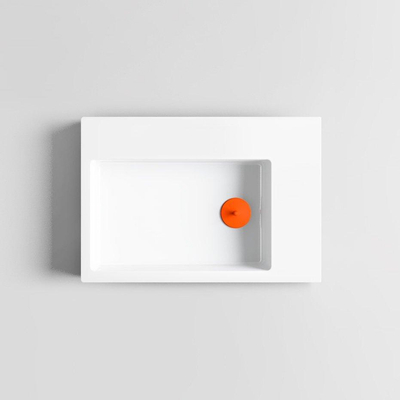 Clou Flush 2 Plus lave-mains 42,5x10,5cm trou de robinet pré-percé pierre minérale Blanc