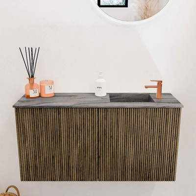 Mondiaz JOYA-DLUX 80cm toiletmeubel - kleur Dusk - Wastafel FAYE positie Rechts 1 kraangat kleur Sombra.