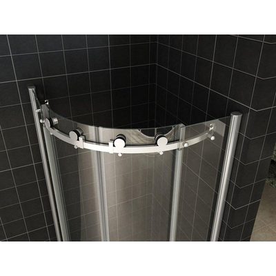 Wiesbaden Entra cabine kwartrond met 2 schuifdeuren 900 x 900 x 2000 x 8 mm nano helder glas/chroom SHOWROOMMODEL