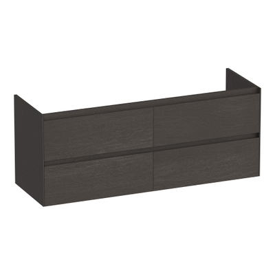 BRAUER Inspire wastafelonderkast 140 4 softclose lades - greeploos - 2 sifon uitsparingen - Timber Anthracite