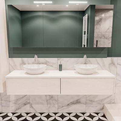 Mondiaz LUSH Meuble salle de bains Underlayment 2 tiroirs 180x30x45cm lavabo BARCO double 2 trous de robinet
