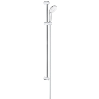 GROHE New Tempesta 100 Ensemble de douche - 90cm - douchette ronde - 3 types de jet - flexible de douche lisse - chrome/blanc