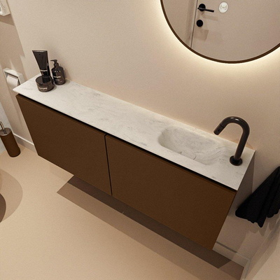 MONDIAZ TURE-DLUX 120cm toiletmeubel Rust. EDEN wastafel Opalo positie rechts. Met 1 kraangat.