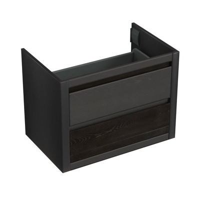 Forzalaqua Gela 2.0 meuble sous lavabo 80x51x60cm avec 2 tiroirs sans poignée à fermeture douce Chêne massif huilé noir