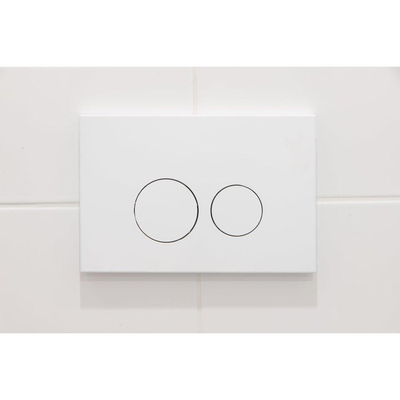QeramiQ Dely Toiletset - 36.3x51.7cm - diepspoel - rimless - Geberit UP320 inbouwreservoir - softclose toilet zitting - 35mm - mat witte bedieningsplaat - ronde knoppen - mat zwart