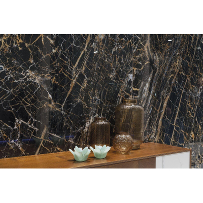 Cifre Ceramica carrelage mural et de sol - 120x120cm - Carré - 9mm - rectifié - Aspect marbre - Noir doré