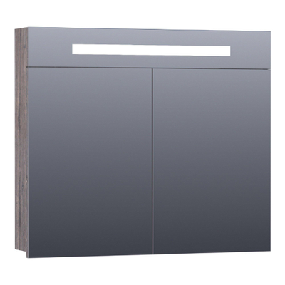 BRAUER 2.0 Armoire de toilette 80x70x15cm 2 portes, éclairage LED intégré 4000K MFC G-Canyon