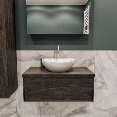 Mondiaz LUSH Meuble salle de bains avec 1 tiroir lavabo BARCO 80x30x45cm Centre 1 trou de robinet Dark brown/Brun foncé