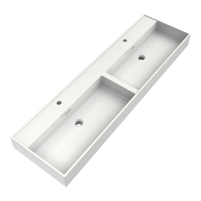 BRAUER Gravity lavabo 160x46x2cm - 2 bassins - 2 trous de robinetterie - marbre minéral - blanc satiné
