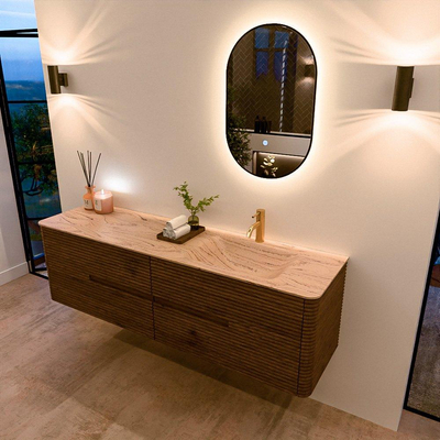 Mondiaz CIRO-DLUX Meuble de salle de bains - 170x45x50cm - Plan vasque en solid surface Arena - 1 lavabo à droite - 1 trou de robinet - 4 tiroirs - Dusk