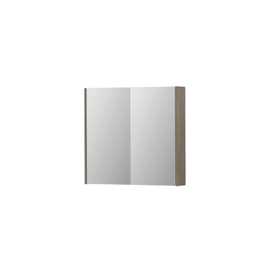 INK SPK2 armoire de toilette – 80 x 74 x 14 cm – 2 portes, portes-miroir double face – Chêne Greige