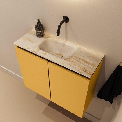 MONDIAZ TURE-DLUX 60cm toiletmeubel Ocher. EDEN wastafel Frappe positie midden. Zonder kraangat.
