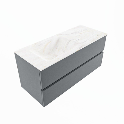 Mondiaz VICA-DLUX Ensemble de meuble de salle de bain - 110cm - meuble sous-vasque plata - 2 tiroirs - lavabo encastré cloud gauche - 1 trou de robinet - version haute de 60cm - ostra