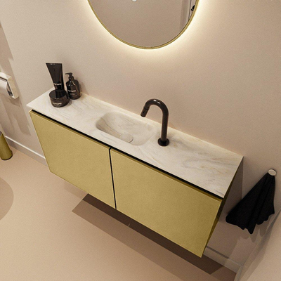 MONDIAZ TURE-DLUX 100cm toiletmeubel Oro. EDEN wastafel Ostra positie midden. Met 1 kraangat.