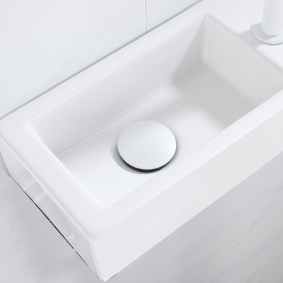 Fortifura Fuente Pack Lave-mains - 40x22x11.5cm - 1 trou de robinet - céramique - robinet Blanc mat - Blanc brillant