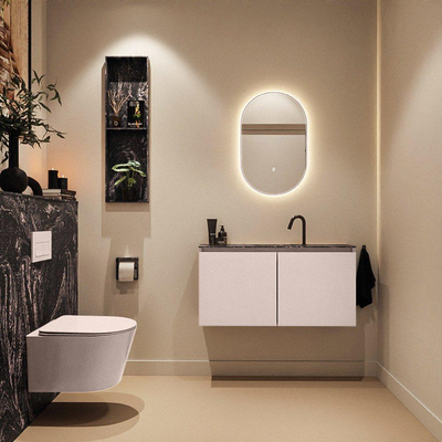 MONDIAZ TURE-DLUX meuble WC 100 cm Rosee. Lavabo EDEN Lava position centrale. Avec 1 trou de robinet.