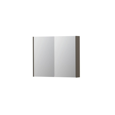INK SPK2 Spiegelkast - 90x14x74cm - 2 deuren - dubbelzijdige Spiegel - schakelaar en stopcontact - MDF lak taupe mat