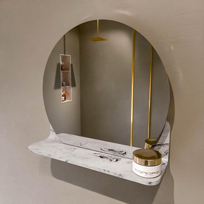 Mondiaz SPOT Badkamerspiegel - rond 40cm - spiegelplanchet - kleur Glace