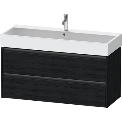Duravit Ketho 2 meuble bas pour lavabo avec 2 tiroirs pour lavabo simple 118.4x46x54.9cm avec poignées chêne anthracite noir mat