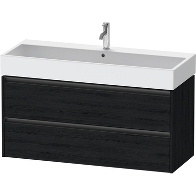 Duravit ketho meuble avec 2 tiroirs pour un seul lavabo 118.4x46x54.9cm avec poignées chêne anthracite noir mat