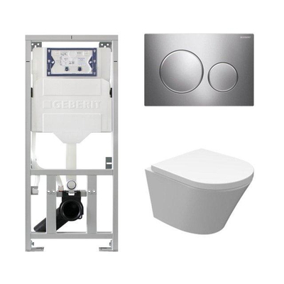 Wiesbaden Vesta Ensemble encastré - compact - 47cm - à fond creux WC suspendu - fermeture douce - déverrouillage rapide - sans bride - plan de couverture sigma20 - mat chrome brillant bord