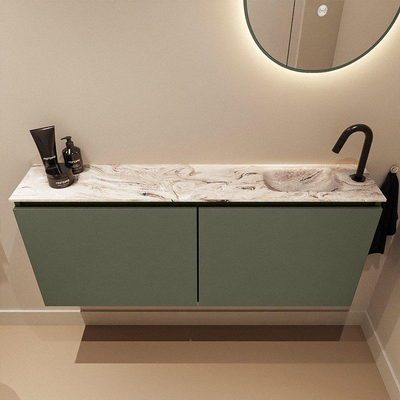 MONDIAZ TURE-DLUX 120cm toiletmeubel Army. EDEN wastafel Glace positie rechts. Met 1 kraangat.