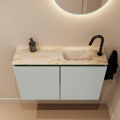 MONDIAZ TURE-DLUX 80cm toiletmeubel Greey. EDEN wastafel Frappe positie rechts. Met 1 kraangat.
