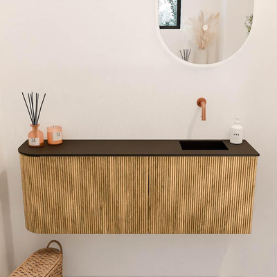 Mondiaz JOYA 111.6cm toiletmeubel - ronding links kleur Oak - Wastafel FAYE positie Rechts Zonder kraangat kleur Urban.