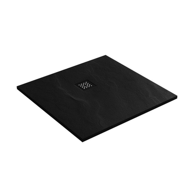 BRAUER Asteroid Douchebak 90x90 incl. antislip en antibacterieel mineraalmarmer mat zwart