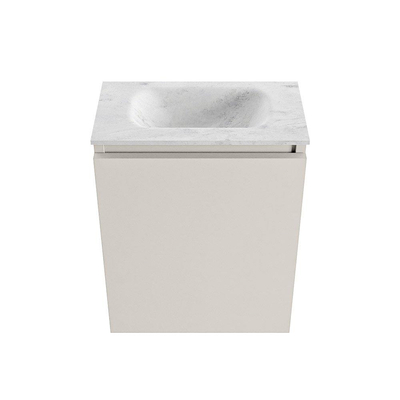 MONDIAZ TURE-DLUX meuble WC 40 cm Linen. EDEN lavabo Opalo position milieu. Sans trou de robinet.
