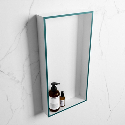Mondiaz Easy nis 29.5x59.5x8cm voor Inbouw/opbouw 1 open vak Solid surface Talc/Smag