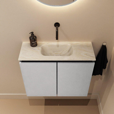 MONDIAZ TURE-DLUX meuble WC 60cm Plata. EDEN lavabo Ostra position centrale. Sans trou de robinet.