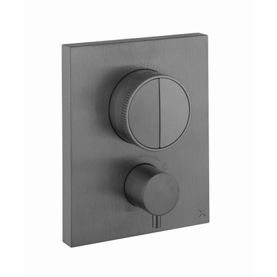 Crosswater Crossbox robinet de douche - thermostatique - adapté pour 2 fonctions - push - slate (gunmetal)