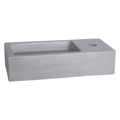 Differnz Ravo kit lave-mains - 38.5x18.5x25cm - Rectangulaire - 1 trou de robinet - Robinet chromé mat droit - avec cadre noir - béton gris clair