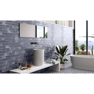 ÉCHANTILLON Ceralto Taverno Grain Carrelage mural - 6.5x20.2cm - 8mm - Denim Brillant