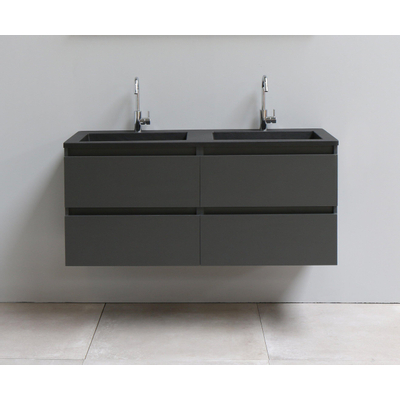 Basic Bella Meuble salle de bains avec lavabo acrylique Noir 120x55x46cm 2 trous de robinet Anthracite mat