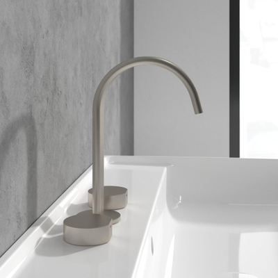 Villeroy & Boch Dawn wastafeluitloop set - zonder pop up afvoergarnituur - Brushed Nickel (rvs)