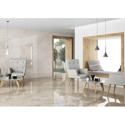 Terravito Waldoro carreau mural et de sol - 60x120cm - 10.5mm - Rectangulaire - rectifié - Aspect marbre - Crème poli