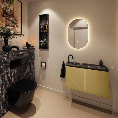 MONDIAZ TURE-DLUX Meuble toilette - 80cm - Oro - EDEN - vasque Lava - position gauche - 1 trou de robinet
