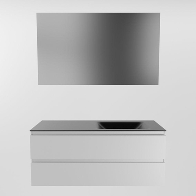 Mondiaz AIVY Ensemble de meuble - 120x45x50cm - 0 trous de robinet - 1 vasque Urban Solid surface - Droite - 2 tiroirs - avec miroir - MDF Talc