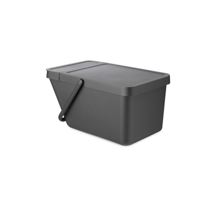 Brabantia Sort & Go Afvalemmer - 20 liter - stapelbaar - hengsel - donker grijs