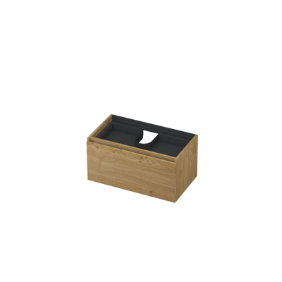 INK Wastafelonderkast - 80x45x40cm - 1 lade - greeploos - met houten keerlijst - MDF - Natur