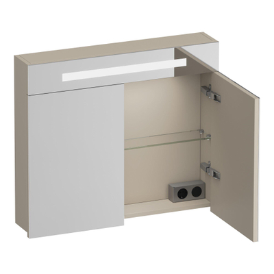 BRAUER Promise armoire de toilette - 80x70x15cm - avec éclairage 2 portes miroir beige mat