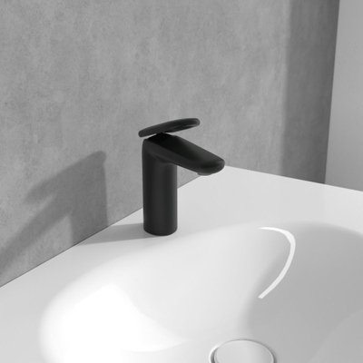 Villeroy & Boch Antao ensemble de robinet à une poignée - avec bonde clic clac - noir mat