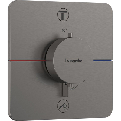 Hansgrohe Raindance Select Doucheset - hoofddouche - handdouche - thermostaat - inbouwdeel - douchehouder - muuraansluitbocht - doucheslang - geborsteld zwart chroom
