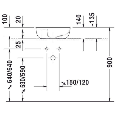 Duravit Luv opzetwastafel 42x27cm 1 kraangat wit