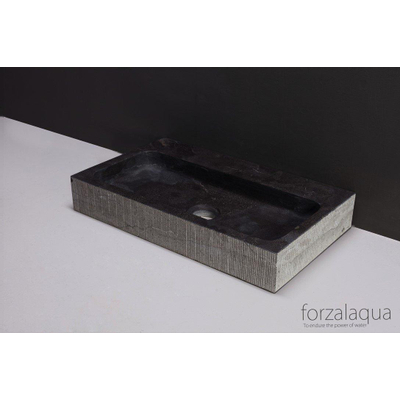 Forzalaqua Taranto lavabo - 50x30x8cm - sans trou de robinet - pierre bleue flammé (anthracite)
