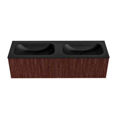 Mondiaz KURVE Badkamermeubelset - 150x46x40cm - 2 lade - wastafel solid surface - dubbel - 2 kraangaten - Ruby