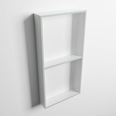 Mondiaz Easy nis 29.5x59.5x8cm voor Inbouw/opbouw 2 open vakken Solid surface Talc/Greey