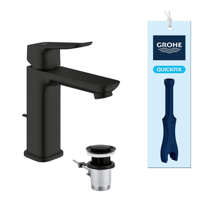 Grohe Dice Wastafelmengkraan - m-size - opbouw - trekwaste - matte black (mat zwart)